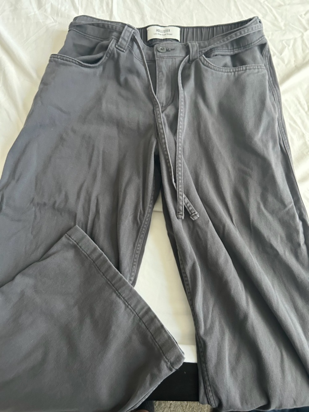 Hollister Women's Charcoal Gray Drawstring Chinos